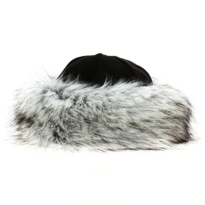 Toque Marmotte polaire marron & fausse fourrure grise - Traclet - toque cache oreille