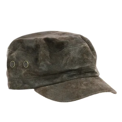 Brown Leather Army Cap Rooten - Aussie Apparel Reference: 21368 | Chapellerie Traclet