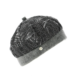 Women's black and white striped beret - Flechet