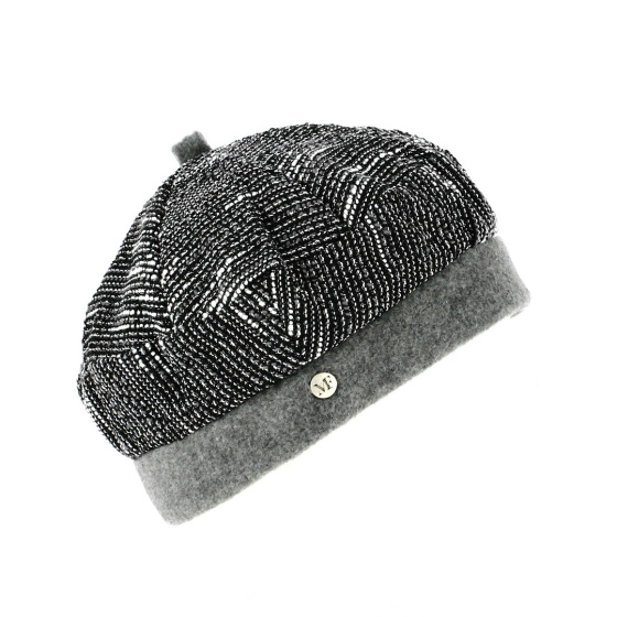 Women's black and white striped beret - Flechet