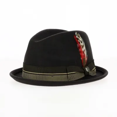 Gain Trilby Hat in Chocolate/Gold Wool Felt - Brixton