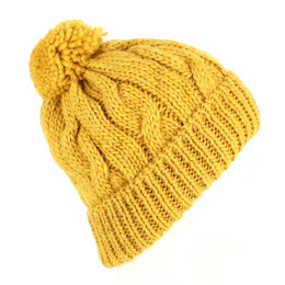 Yellow Valeriano Wool & Alpaca Pom-Pom Beanie - Traclet