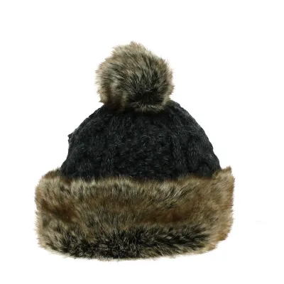 Anthracite Faux Fur Pompom Beanie - Starling  Reference: 21428 | Traclet Hat Shop