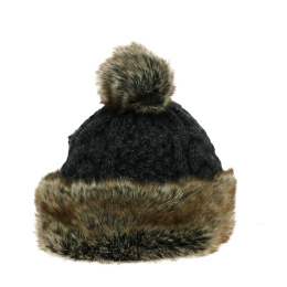 Anthracite Faux Fur Pompom Beanie - Starling