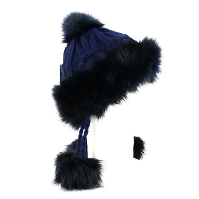 Navy Beanie with Black Pompom - Starling Reference: 21426 | Traclet Hat Shop