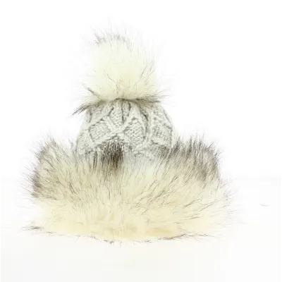 Bonnet à Bonnet à Pompon Fausse Fourrure Beige - Starling Reference : 21429 | Chapellerie Traclet