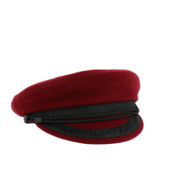 Sailor Cap Camaret Burgundy in Wool-Traclet