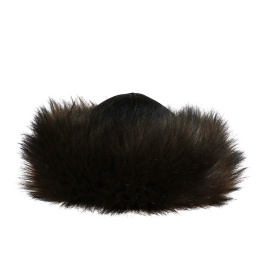 Women's Irena Beanie Long Faux Fur & Brown Leather - Traclet