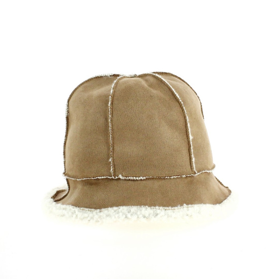 Elina Camel Polyester Faux Fur Bucket Hat - Traclet