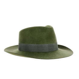 Khaki Wool Felt Fedora Hat - Traclet
