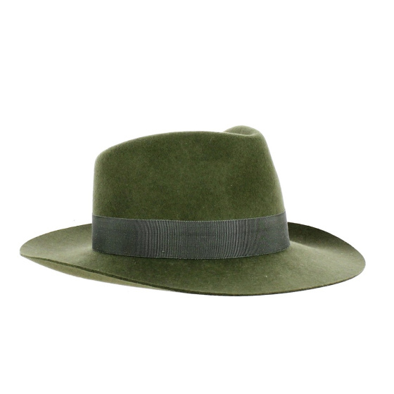 Khaki Wool Felt Fedora Hat - Traclet