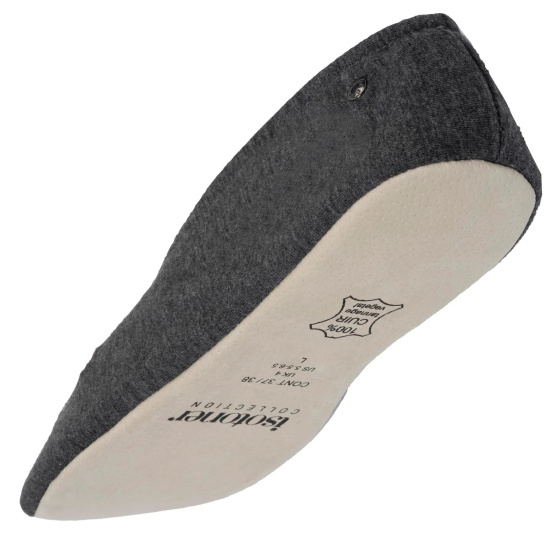 Heather Grey Ballet Flat with Leather Sole - Isotoner