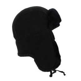 Leather & Sheepskin Ushanka Black - Traclet