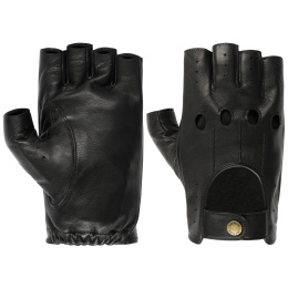 Summer Black Leather Driving Fingerless Gloves - Stetson