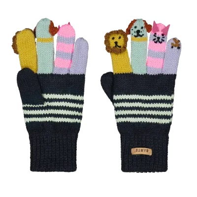 Kids Gloves With Navy Puppet Faces - Barts ref: 21563| Chapellerie Traclet