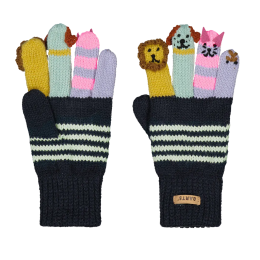 Kids Gloves With Navy Puppet Faces - Barts