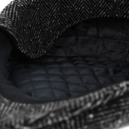 Flat Cap Earflaps Jerzu Wool Herringbone Anthracite- Traclet