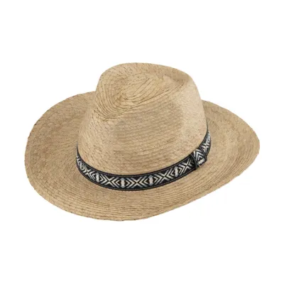 Chapeau de paille Palm Western Aztec Band Protection UPF 50+