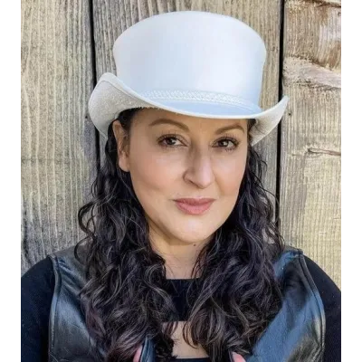 Chapeau Demi Haut de Forme Cuir Blanc - American Hat