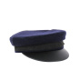 Blue Cloth & Black Leather Sailor Cap