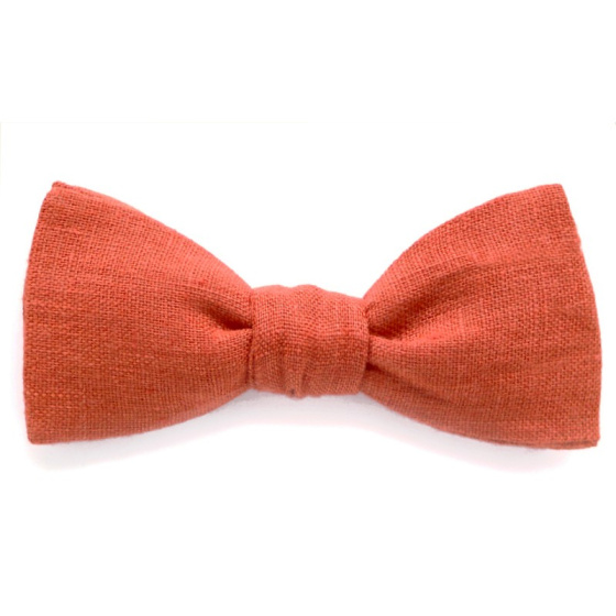 Nœud Papillon Rouge Rouille uni lin  - Le Coq En Pap