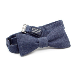 Dark Raw Denim Blue Bow Tie - Le Coq En Pap