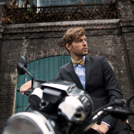 Mustard Yellow Floral Ruffle Bow Tie - Le Coq En Pap