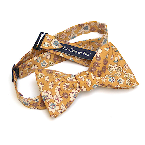 Nœud Papillon Jaune Moutarde fleuri frou-frou- Le Coq En Pap Nœud Papillon Jaune Moutarde fleuri frou-frou- Le Coq En Pap
