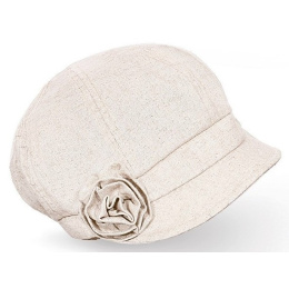 Mia Linen Newsboy Cap in Beige - Traclet