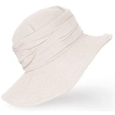 Women's Imma Linen Beige Wide-Brimmed Hat - Traclet Reference: 21666 | Traclet Hatmakers