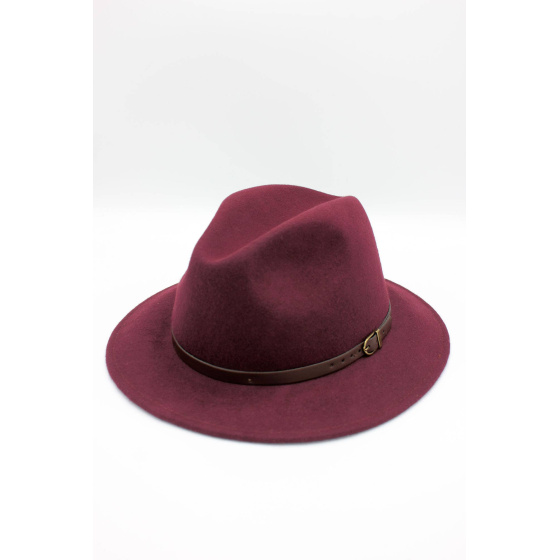 Chapeau Fedora en laine classique avec ceinture