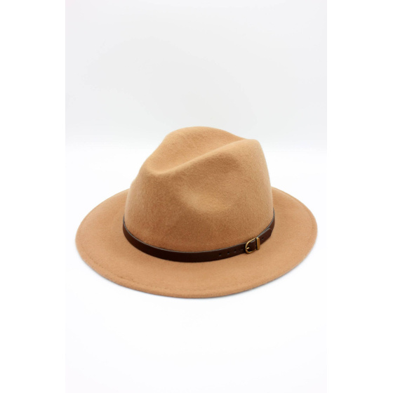 Chapeau Fedora en laine classique avec ceinture