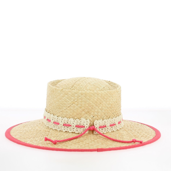 Cesena Straw Wide Brim Hat with Border - Traclet