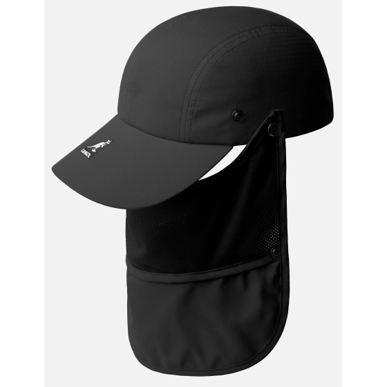 Black Baseball Cap with Face Mask & Neck Guard - Kangol