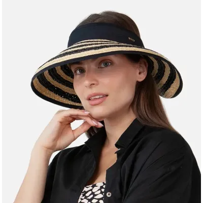Casquette Visière Tambou Paille Naturel & Noir - Barts réf 21717 chapellerie traclet