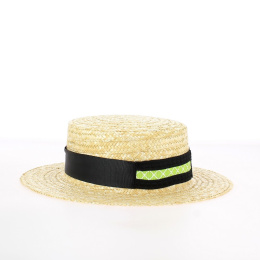 Natural Straw Hat Black and Green