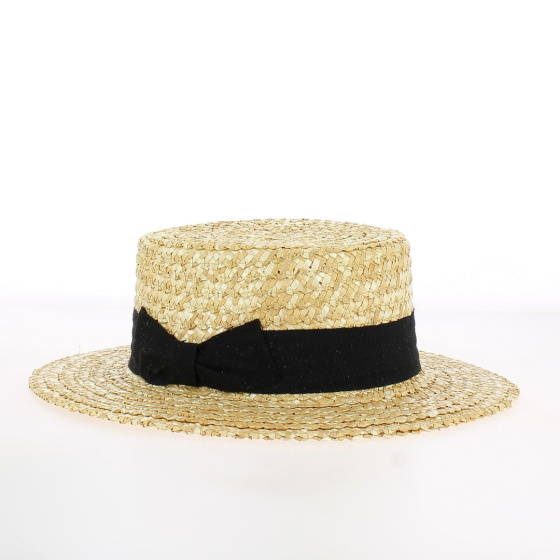 Natural Straw Hat with Bow Tie