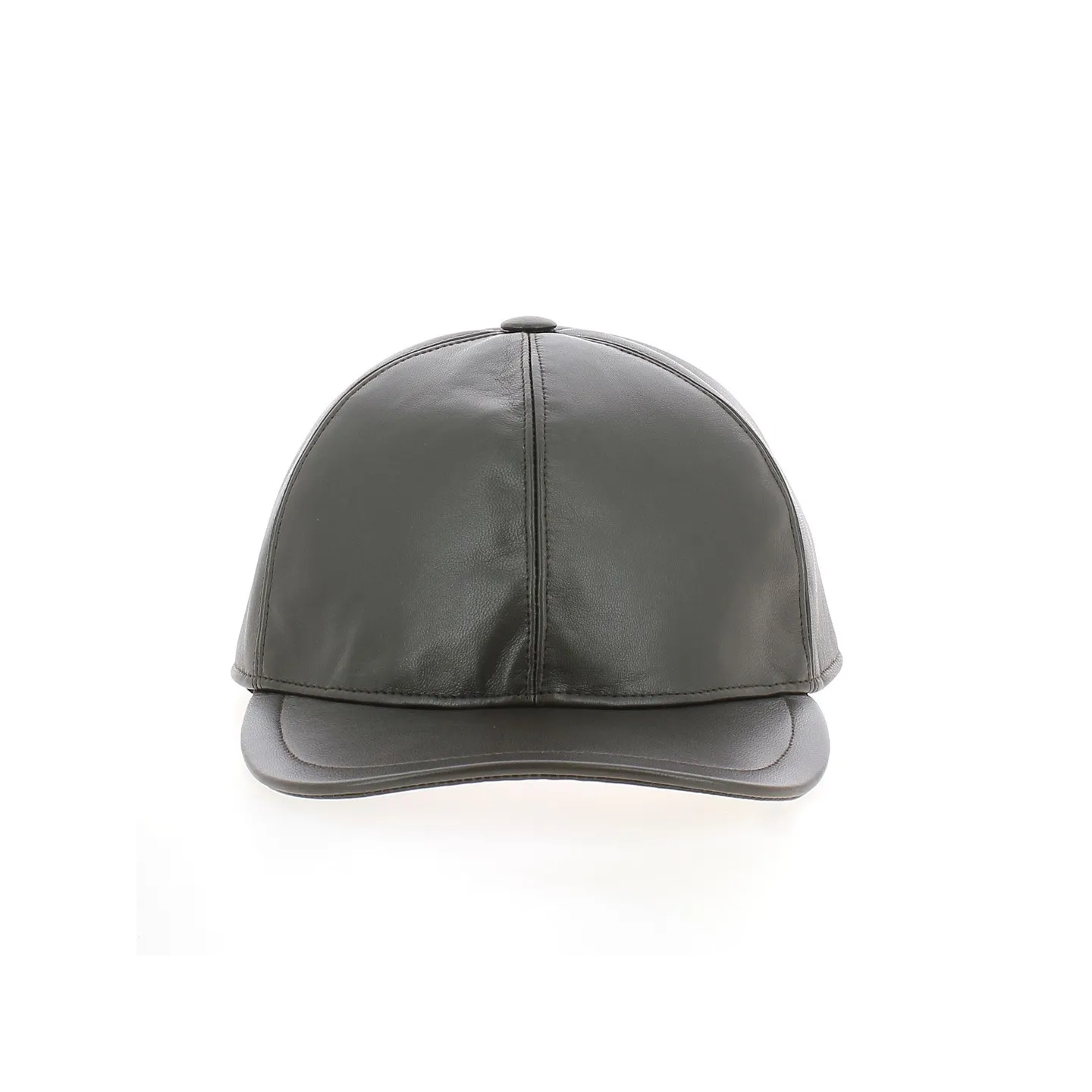 Casquette en Cuir Nappa Marron
