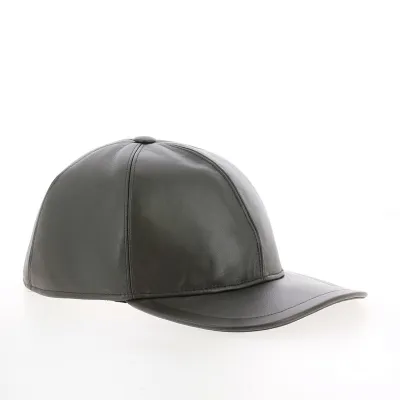 Casquette en Cuir Nappa Marron