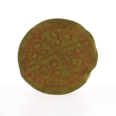 Olive Green-Red Embroidered Pakol