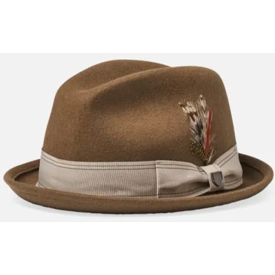 Brown Desert Wool Felt Trilby Gain Hat - Brixton