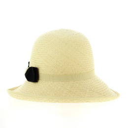 Panama Cloche Hat with Black Bow