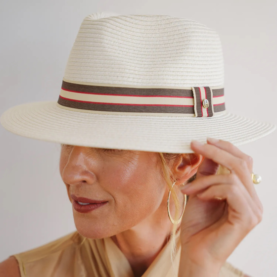Ivory Stripe Fedora Hat UPF 50+ - House of Ord