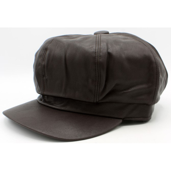 Modena Faux Leather Newsboy Cap - Traclet
