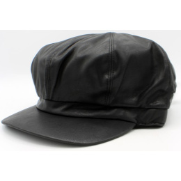 Modena Faux Leather Newsboy Cap - Traclet