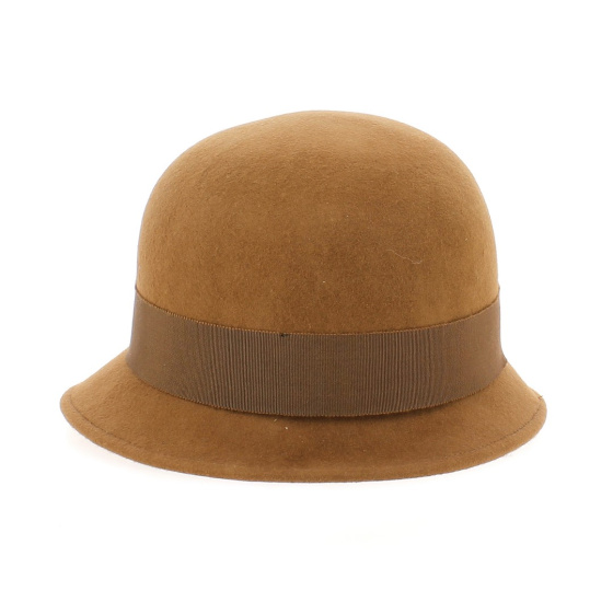Brown Felt Cloche Hat