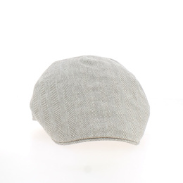 Beige Herringbone Flat Cap