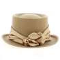 Chapeau Haut de Forme Beige avec Ruban Satiné