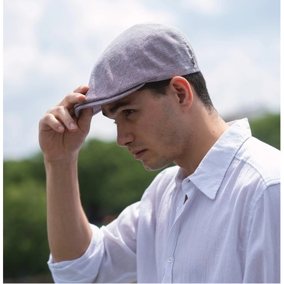 Casquette Plate Nagata Lin & Laine  Bleu - Fléchet - made in France