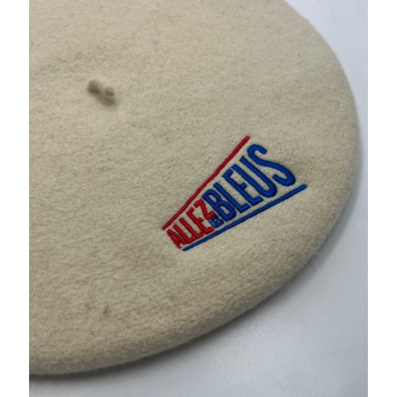 Official Allez Les Bleus Ecru Beret - Le Béret Français